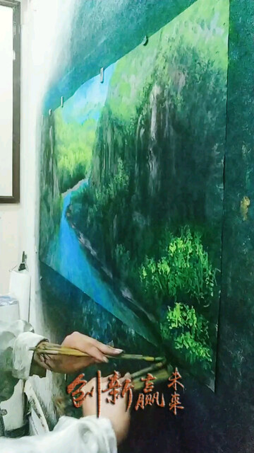 双手多笔时空国画创作纪录