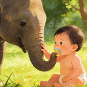 叼着奶嘴掏大象