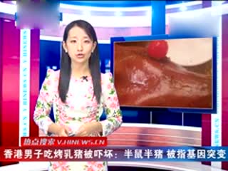 男子吃烤乳猪被吓坏 半猪半鼠